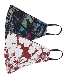 AKSHARA 2Ply Flower Printed Pack Of 2 Mask - Multicolor