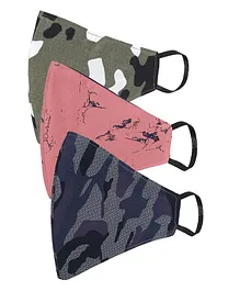 AKSHARA 2Ply Camouflage Printed Pack Of 3 Mask - Multi Color