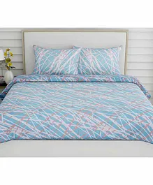Haus & Kinder Modern Abstract 100% Cotton Bed Sheet with 2 Pillow Covers - Blue