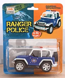 Centy Ranger Police Pull Back Toy Jeep - Blue White