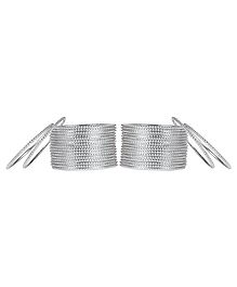 Arendelle Set Of 36 Traditional Shinning Metal Bangles - Silver