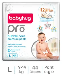 Babyhug Pro Bubble Care Premium Pant Style Diaper Large (L) Size - 44 Pieces