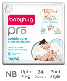 Babyhug Pro Bubble Care Premium Pant Style Diapers New Born (NB) Size - 24 Pieces