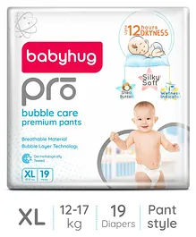Babyhug Pro Bubble Care Premium Pant Style Diapers Extra Large (XL) Size   - 19 Pieces