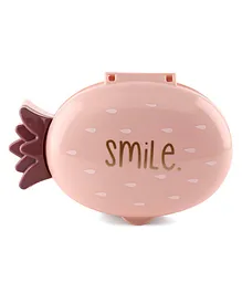Strawberry Shape Soap Case Smile Print - PeachPink
