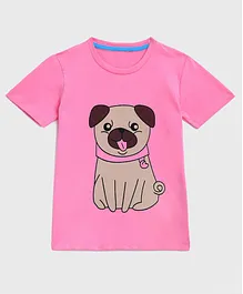 KIDSCRAFT Half Sleeves Dog Printed Tee - Light Pink