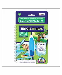 Jungle Magic Doodle Waterz Panchatantra Tales The Monkey & The Crocodile Reusable Water Reveal Colouring Book with Water Pen - English