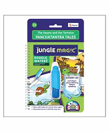 Jungle Magic Doodle Waterz Panchatantra Tales The Swans & The Tortoise Reusable Water Reveal Colouring Book with Water Pen - English