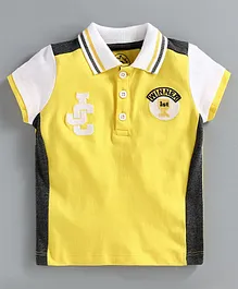 JusCubs Half Sleeves Logo Embroidery Detailing Polo Tee - Yellow