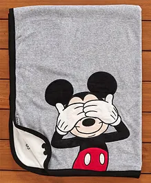 Fox Baby Blanket Mickey Mouse Print - Grey