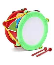 Lovely Musical Drum with Drumsticks - Green Red