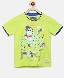 Nauti Nati Half Sleeves Octopus Print T-Shirt - Neon Green