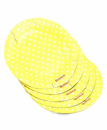 Karmallys Polka Dots Print Paper Plates Yellow- Pack of 10