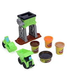 Play Doh Gravel Yard Grinder and Construction Vehicle Set with Dough - Green 