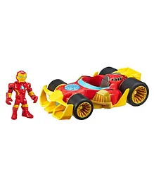 Marvel Iron Man Figure with Car Yellow Red - Height 8 cm