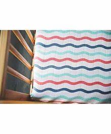 Kaarpas Organic Muslin Crib Sheet Dreamy Waves Print - Blue