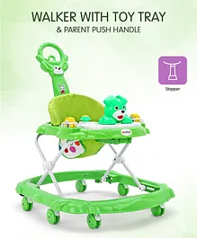 Baby Walker With Toy Tray & Parent Push Handle (Seat Print & Color May Vary) - Green