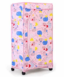 New Natraj Folding Wardrobe With Wheels  Bird Print - Pink
