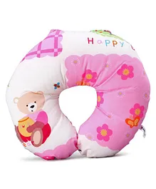 Montaly Baby Neck Protector Pillow - Pink White (Print May Vary)