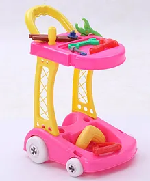 Mamma Mia Tool Trolley Pretend Playset 10 Pieces - Pink