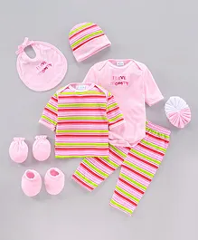 Montaly Infant Clothing Gift Set Mummy Print Pack of 9 - Pink