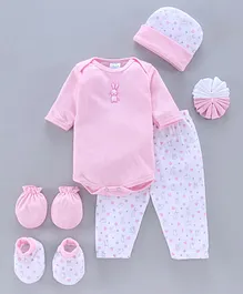 Montaly Infant Clothing Gift Set Bunny Print  Pack of 7 - Pink