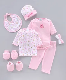 Montaly Clothing Gift Set Pack of 9 Teddy Print - Pink