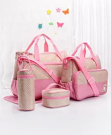 Solid Dual Handle Diaper Bag Set - Pink