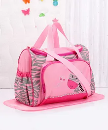 Giraffe Embroidered Diaper Bag - Pink