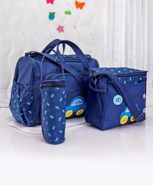 Car Embroider Diaper Bag - Blue