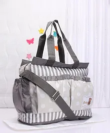 Striped Diaper Bag with Changing Mat - Grey