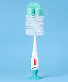 Babyhug 2-in-1 Bottle & Nipple Cleaning Brush with Flexible Bristles and Suction Base  Green | BPA Free | Easy Grip | 360° Cleaning Tool | Easy to Clean | Silicone Bristles | Anti Slip Handle