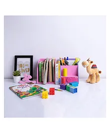 Kidoz Wooden Desk Organiser With Bookend For Books, Pens Butterfly - Multicolour