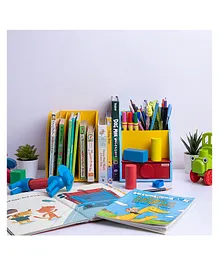 Kidoz Wooden Desk Organiser With Bookend For Books, Pens Sports - Multicolor