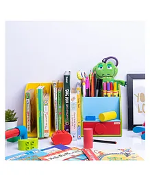Kidoz Wooden Desk Organiser With Bookend For Books, Pens Animal - Green