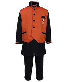 Active Kids Wear Three Piece Ethnic Clothing Set - Black And Orange