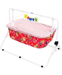 New Natraj Comfy Cradle With Mosquito Net Teddy Print 030 - Red