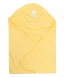 Simply Hooded Wrapper Animal Embroidery - Yellow