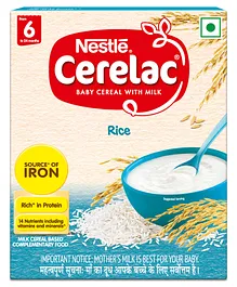 Nestle CERELAC  Baby Cereal with Milk Rice From 6 Months - 300 gm Bag In Box Pack