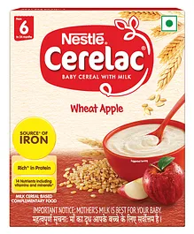 Nestle CERELAC Baby Cereal with Milk Wheat Apple From 6 Months - 300 gm Bag In Box Pack
