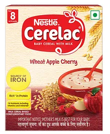 Nestle CERELAC Baby Cereal with Milk Wheat Apple Cherry From 8 Months - 300 gm Bag In Box Pack