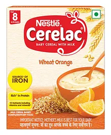Nestle CERELAC Baby Cereal with Milk Wheat Orange From 8 Months - 300 gm Bag In Box Pack