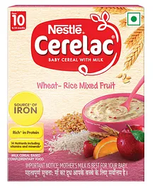 Nestle CERELAC Baby Cereal with Milk Wheat Rice Mixed Fruit From 10 Months - 300 gm Bag In Box Pack
