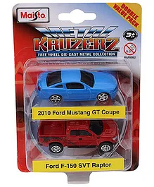 Maisto Die Cast Ford Mustang X6 And SVT Raptor Cars Pack of 2 - Blue Red