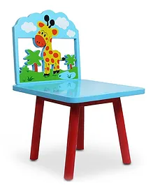 Skilloffun Wooden Chair With Giraffe Design - Blue And Red