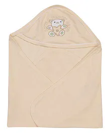 Simply Hooded Wrapper Little Teddy Patch - Cream