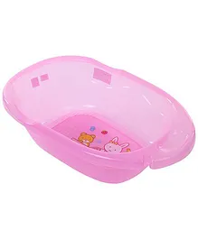 Small Size Baby Bath Tub Bear And Rabbit Print - Pink