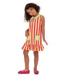 Mikko Kids Di Vani Dress Stripes - Yellow And Pink