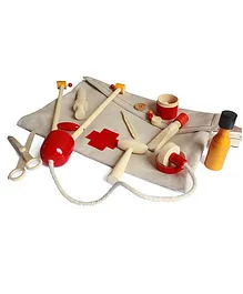 Aatike Toys Wooden Doctor Play Set With Doctor Bag - Multi Color