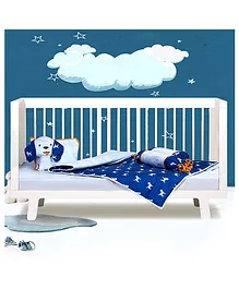 Puppy Junior Cotton Baby Furnishings Set Without Bumper - Blue